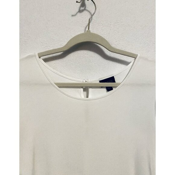 J Jill Wearever Collection Top Womens Large White Back Seam Button Tunic Stretch - Picture 2 of 8